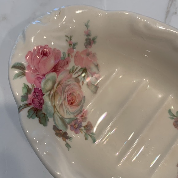 Vintage Soap Dish-Kernewek stoneware Goonhavern Cornwall England- delicate rose - Picture 4 of 5